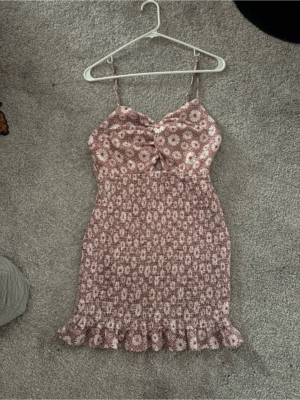 Floral Spaghetti Strap Mini Dress in Mauve Pink
